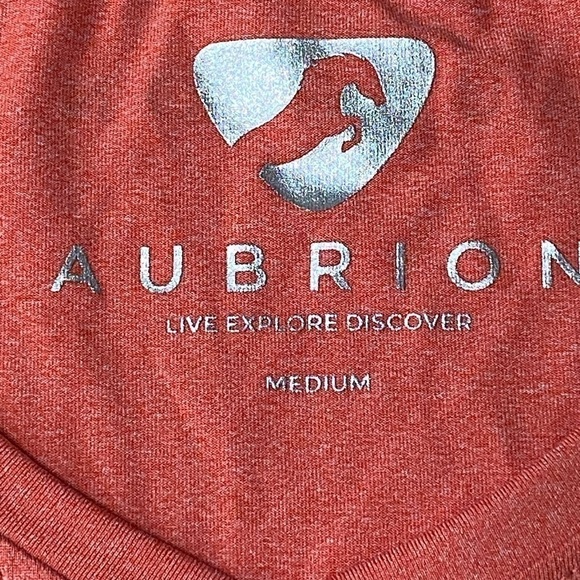 Aubrion Equestrian Performance Pink  V-Neck Tapered Short Sleeve Tee Shirt Sz M - Picture 3 of 5